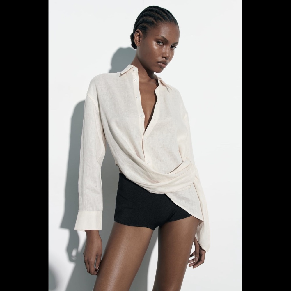 ZARA Asymmetrical Linen Shirt